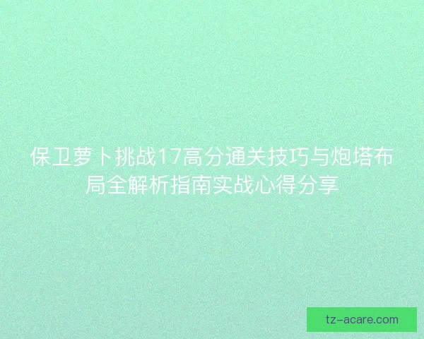 保卫萝卜挑战17高分通关技巧与炮塔布局全解析指南实战心得分享