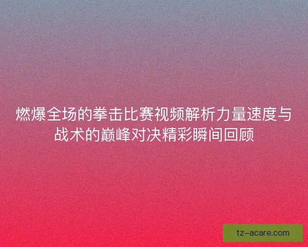燃爆全场的拳击比赛视频解析力量速度与战术的巅峰对决精彩瞬间回顾